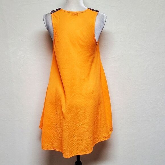 TEN Design Neon Tangerine Sequin Floral Embroidered Trapeze Dress Small - Picture 11 of 15
